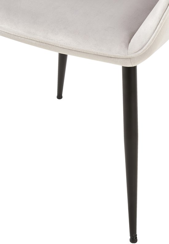 CLP Vessa Set de 2 chaises de salle à manger - Avec accoudoirs - Avec structure en métal - Velours gris clair