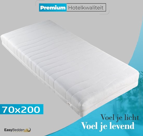 Easy Bedden - 70x200 - 20 cm dik - 7 zones - Koudschuim HR45 Matras - Afritsbare hoes - Premium hotelkwaliteit - 100 % veilig
