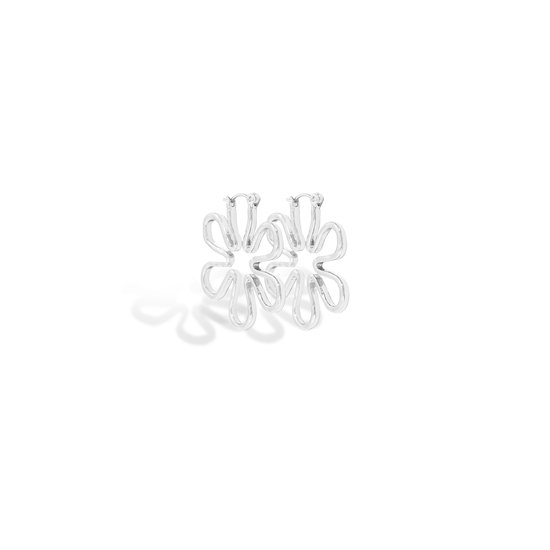 Oorbellen Floral Fashion Flower Zilver | Stainless steel met een mooie zilveren plating - 3,5 cm | Buddha Ibiza
