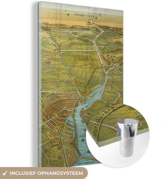 MuchoWow® Peinture sur verre - Plan de la ville - Amsterdam - Histoire - 20x30 cm - Peintures sur verre acrylique - Photo sur Glas