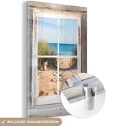 MuchoWow® Glasschilderij 40x60 cm - Schilderij acrylglas - Doorkijk - Strand - Zee - Foto op glas - Schilderijen