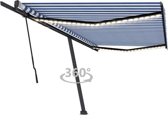 vidaXL Luifel Handmatig Uittrekbaar met LED Zonwering Zonnescherm Windscherm Terrasscherm Terras Tuinluifel Zon 350x250 cm Antraciet