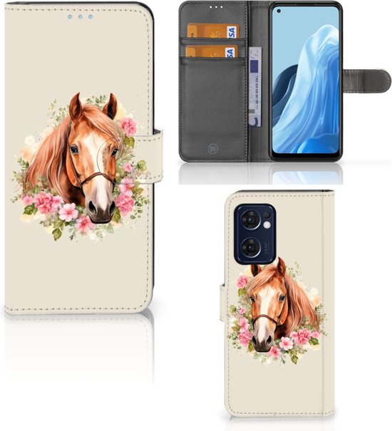 Étui de téléphone avec cartes adapté pour OPPO Find X5 Lite | Reno 7 5G Cheval