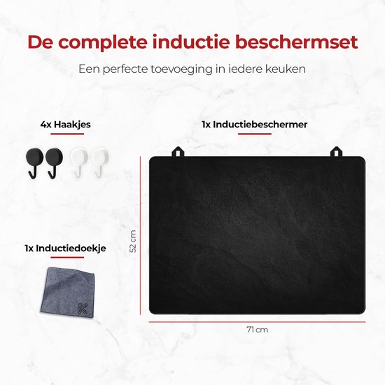 KitchyMist Inductie Beschermer 71x52 cm - Stenen Muur in het Zwart - Kookplaat Beschermer - Afdekplaat voor Kookplaat - Inductie Mat - Spatscherm Achterwand Keuken