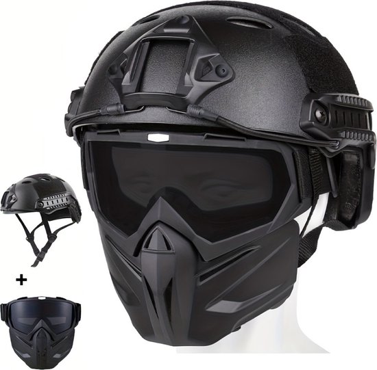 Masque Airsoft Xerolax - Face - Avec lunettes - Casque - Paintball - Casque  tactique 