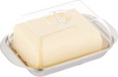 Relaxdays botervlootje - rvs en kunststof - boterschaaltje met deksel - 250 g boter