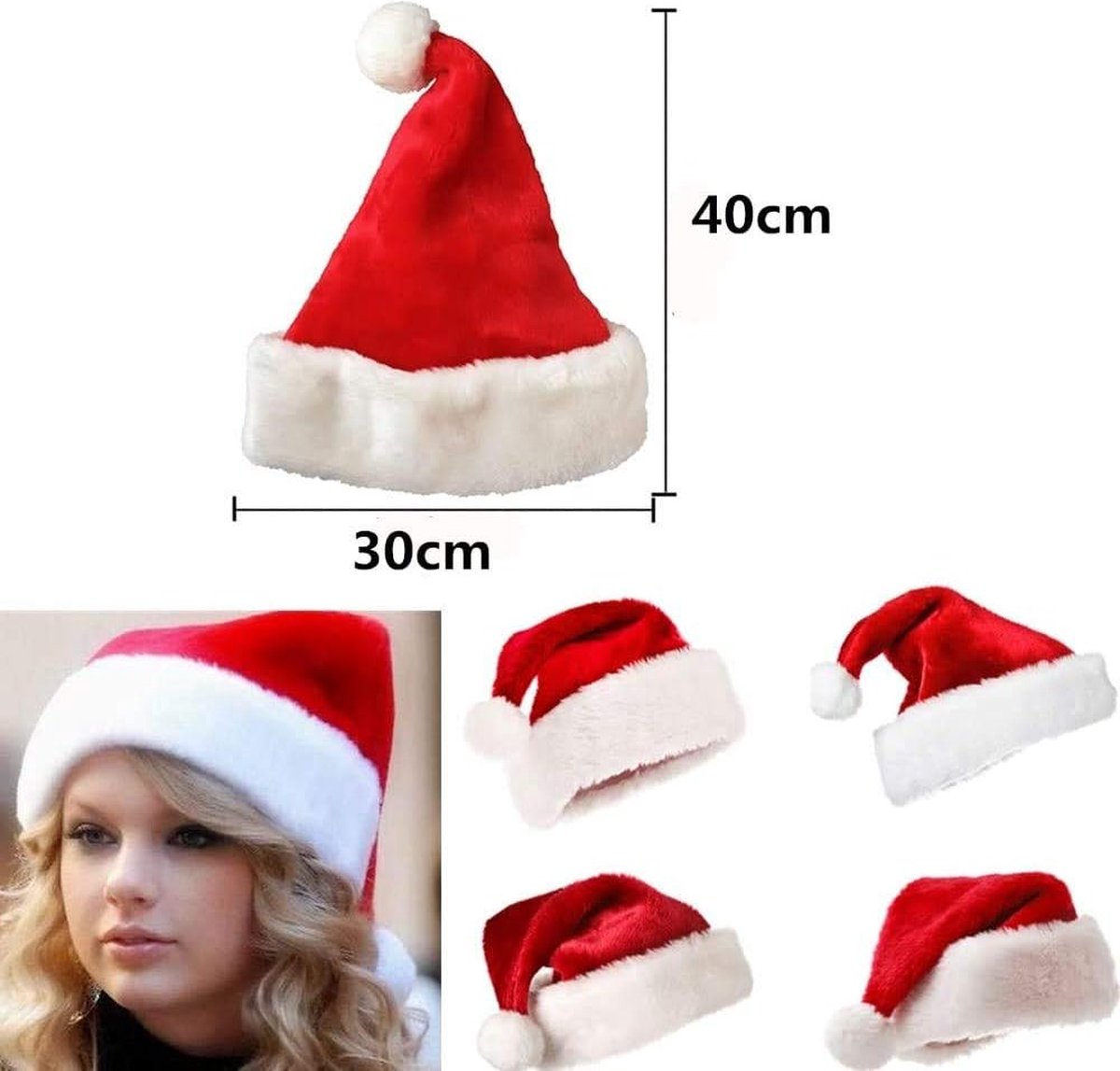 GIVBRO Bonnet De Noël – Chapeau De Père Noël Pour Fête, Cosplay Et Déco, Taille Unique Adulte