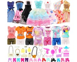foto van Poppenkleertjes en Accessoires Geschikt voor 30 cm Barbie Poppen, 50-delige Poppenkleding voor Modepoppen