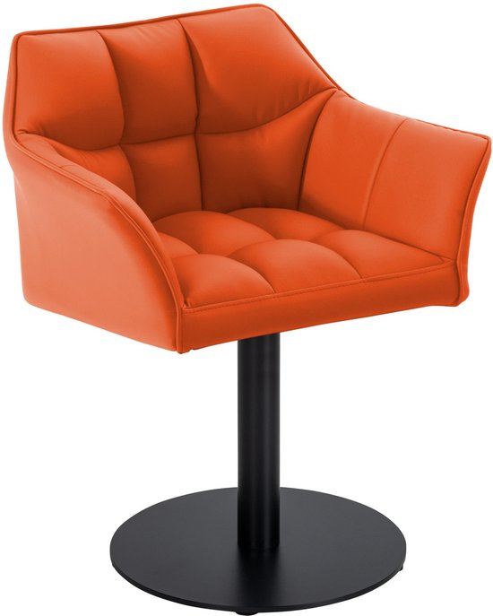 CLP Damaso Loungestoel - Binnen - Met armleuning - Eetkamerstoel Metaal frame - oranje Kunstleer