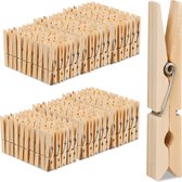 Relaxdays houten wasknijpers - set van 288 - handdoeken knijpers - knutselen - bamboe