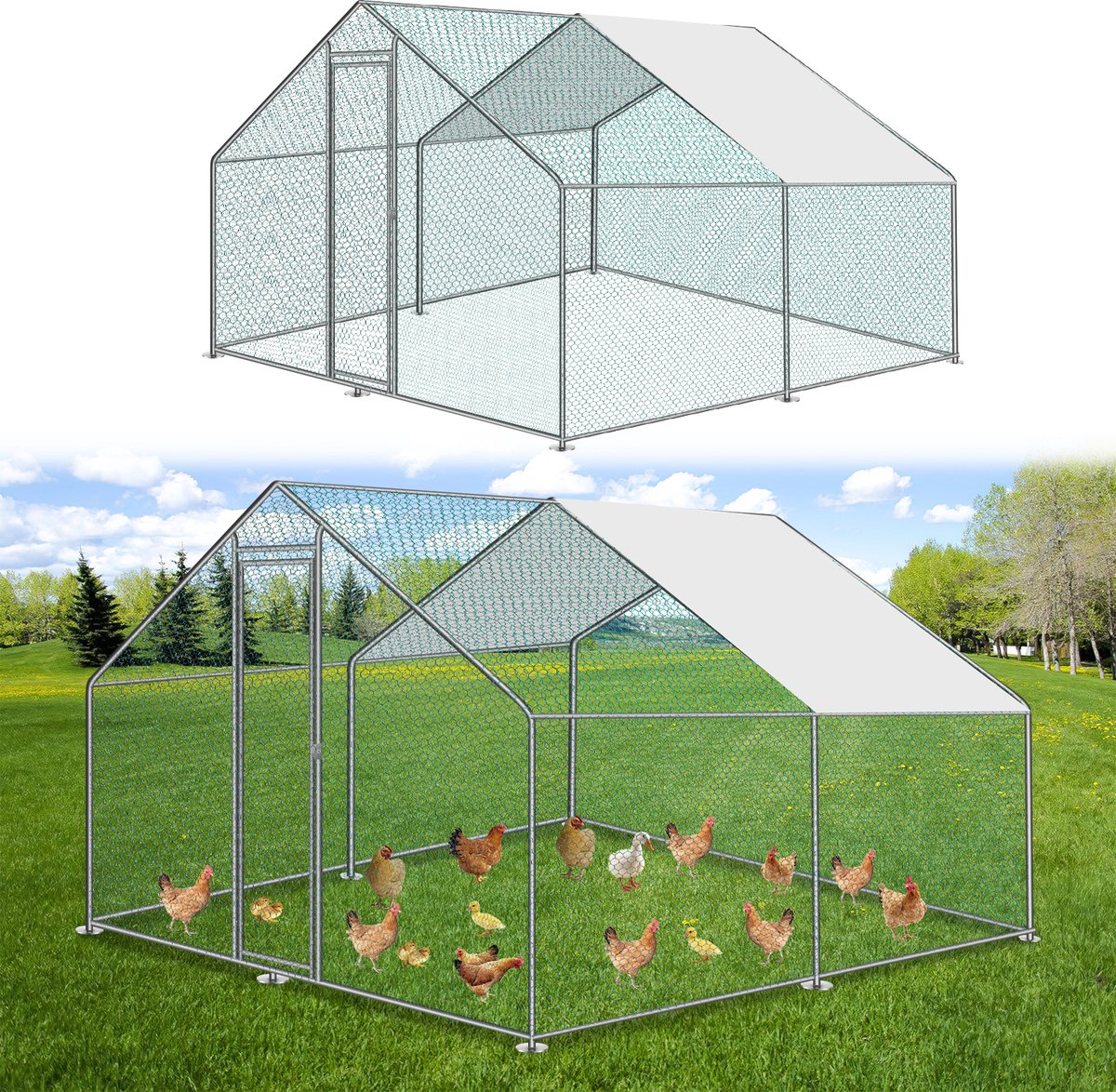 Vidaxl kippenren 14x2x2 m gegalvaniseerd staal - Kooi kopen? | Korting tot 11