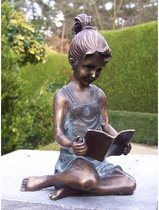 Tuinbeeld - bronzen beeld - Lezend meisje  - Bronzartes - 18 cm hoog