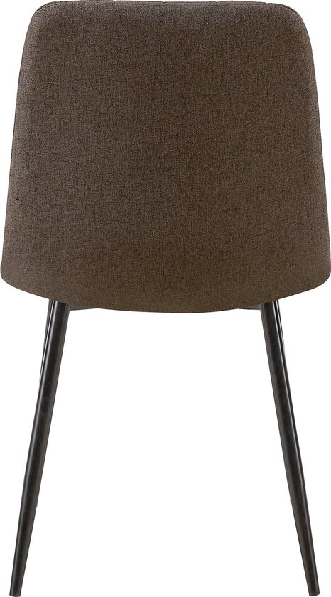 CLP Dijon Eetkamerstoel - Zonder armleuning - Metaal onderstel - bruin Stof