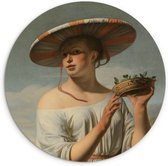 Fille au chapeau large - Peinture de César Boëtius van Everdingen Plaque en plastique de cercle mural