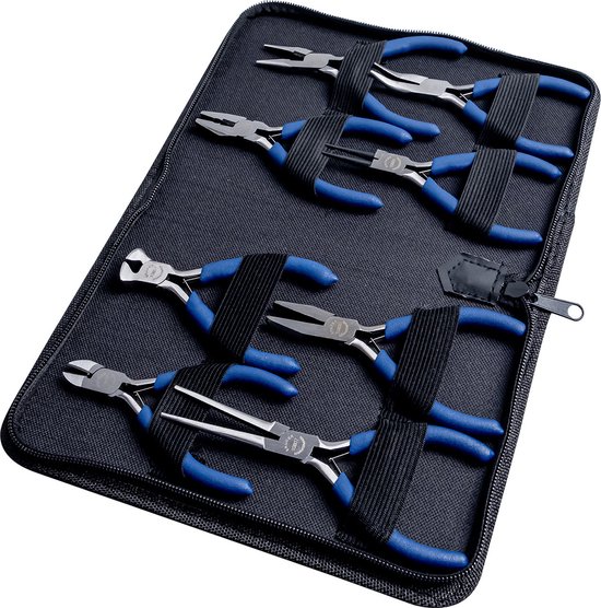 Bruder Mannesmann Tangen set 8-delig in etui - antislip greep - geslepen kop - 10 tot 14,5 cm