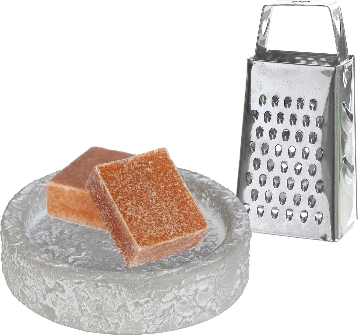 Ideas4seasons Amberblokjes/geurblokjes cadeauset - amber geur - inclusief schaaltje en mini rasp