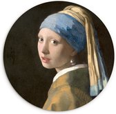 WallCircle - Wandcirkel - Meisje met de parel - Oude meesters - Vermeer - Muurcirkel binnen - Kamer decoratie - Ronde schilderijen - Wanddecoratie rond - Slaapkamer - 60x60 cm - Rond schilderij - Muurdecoratie cirkel - Woonkamer