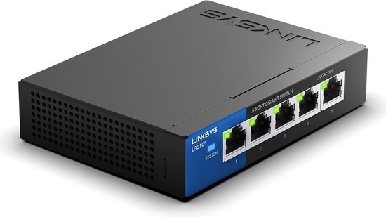 Linksys LGS105 - Commutateur réseau - Non géré - 5 ports - 1 000 Mb/s - Boîtier métallique - Noir