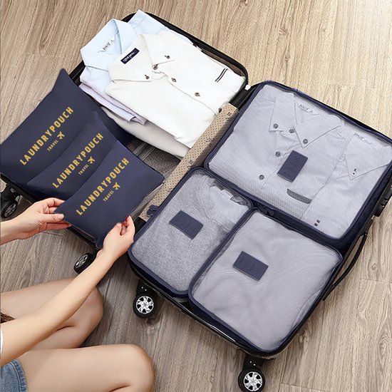 Packing Cubes - Kleding Organizer voor Koffer, Tas, Rugtas of Backpack - Donkerblauw - QY