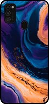 Smartphonica Telefoonhoesje voor Samsung Galaxy M31 marmer look - backcover marmer hoesje - Blauw / TPU / Back Cover geschikt voor Samsung Galaxy M31