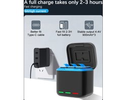 Opladbox voor 3 Batterijen 4 GoPro 12 11 10 9 - Alleen Opladbox-Gopro - Only Charger -Zonder Acu - Smart Opladbox- - Gopro Hero 12 11 10 9- Fast Charge - Oplader voor GoPro Acu -