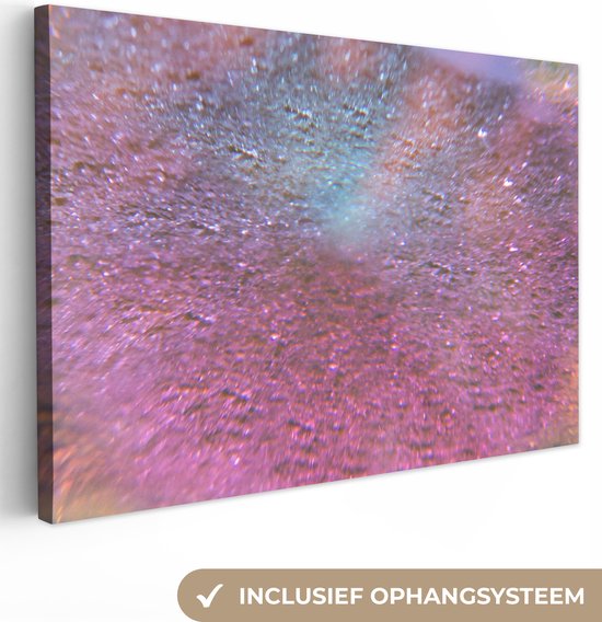 Canvas Schilderij Roze - Glitter - Abstract - Design - Blauw - 60x40 cm - Wanddecoratie