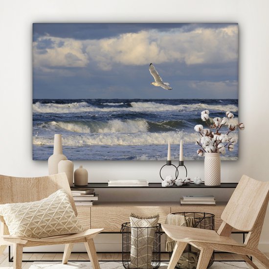 Seagull over the Baltic Sea canvas 120x80 cm - Tirage photo sur toile (Décoration murale salon / chambre) / Mer et plage