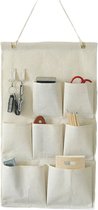 Taschen-organizer om op te hangen, linnen/katoen, voor deur/kast, 7 zakken, met grote haken.