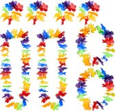 Boland Hawaii krans/slinger set - 2x - Tropische/zomerse kleuren mix - Hoofd/polsen/hals slingers