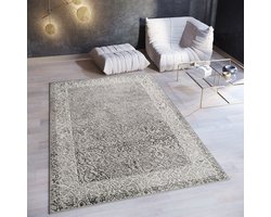 Tapiso Ares Vloerkleed Grijs Licht Laagpolig Woonkamer Frame Oriental Tapijt Maat- 200x300