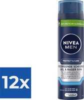 NIVEA MEN Protect & Care Scheergel - Hydraterend - 200 ml - Voordeelverpakking 12 stuks