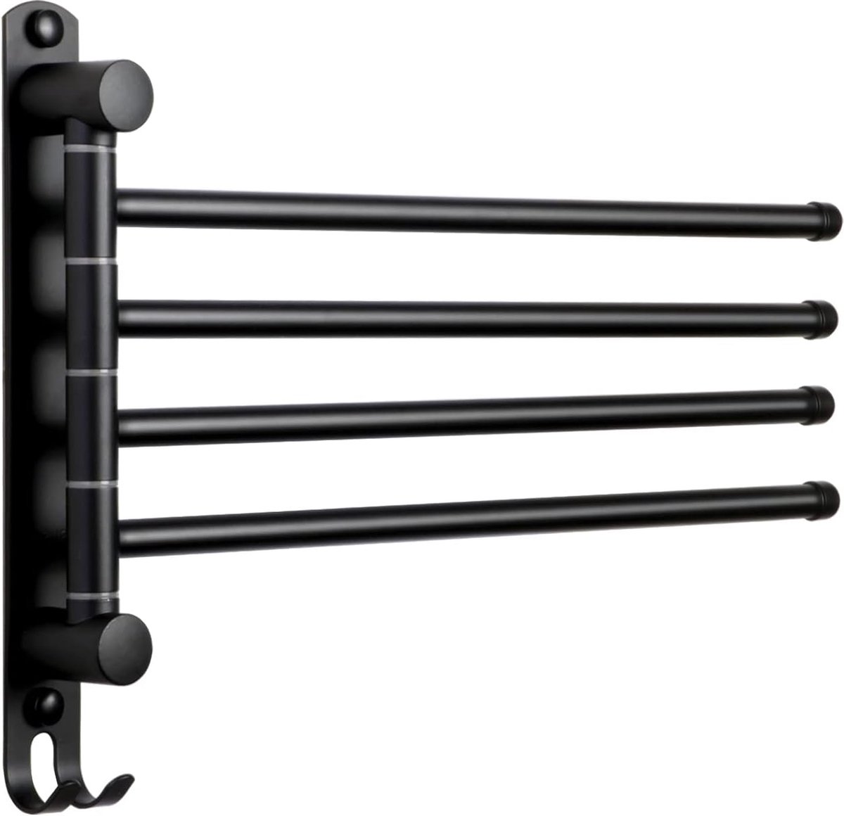 Stainless Steel Towel Rail Bathroom Swivelling 4 Arms Towel Rail Wall Mounted 32 cm Brushed Towel Rail for Kitchen, Toilet, Wardrobe and Bathroom, Black