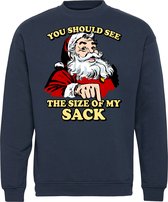 Kersttrui You Should See The Size Of My Sack | Foute Kersttrui Dames Heren | Kerstcadeau | Kerstpakket | Navy | maat 3XL