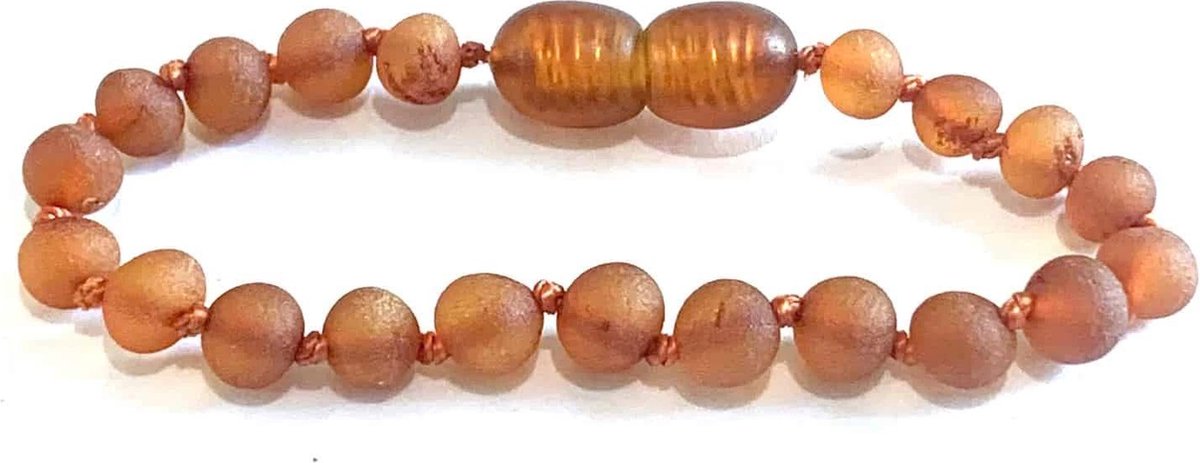 Baby/Kind - Barnsteen armbandje - cognac raw - 15cm