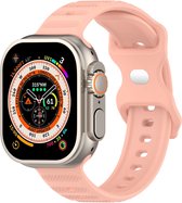 Siliconen bandje - geschikt voor Apple Watch series 1/2/3/4/5/6/7/8/9/SE/SE 2/Ultra/Ultra 2 met case size 42 mm / 44 mm / 45 mm / 49 mm - roze