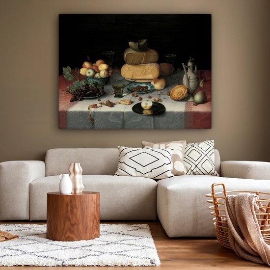 Toile - Peinture Nature morte aux fromages - Oeuvre - Maîtres anciens - 160x120 cm - Décoration de chambre - Salon