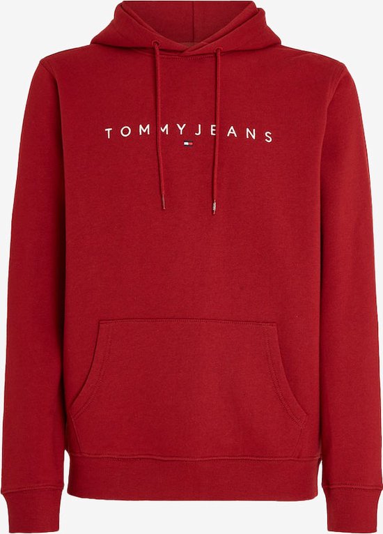 Tommy Jeans Linear Logo Hoodie- Rood - L