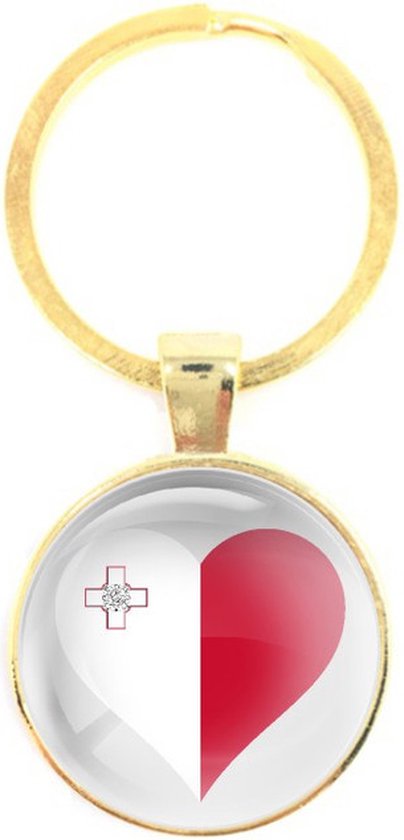 Sleutelhanger Glas - Hart Vlag Malta