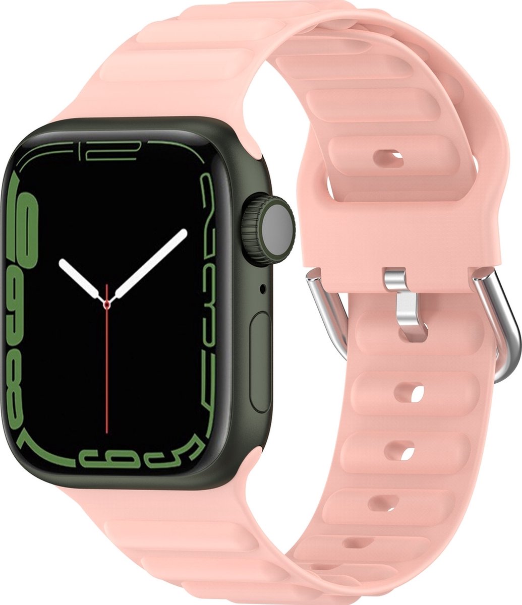 Mobigear Bumpy Siliconen Watch bandje geschikt voor Apple Watch Bandje Gespsluiting - 41/40/38 mm - Roze