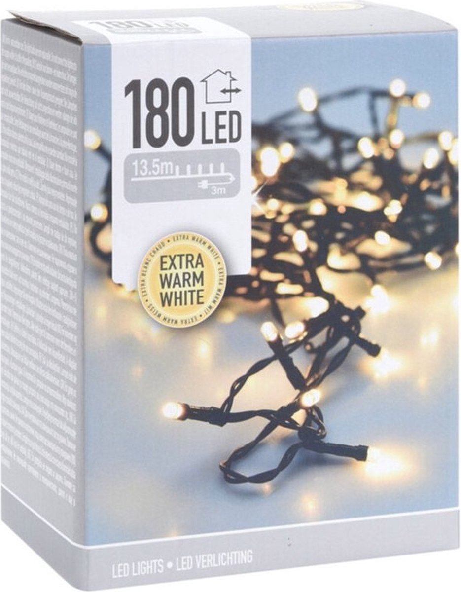 Kerstverlichting lichtsnoer - 180 led lampjes - warm wit - 13,5 meter - kerstboomverlichting – foto 8
