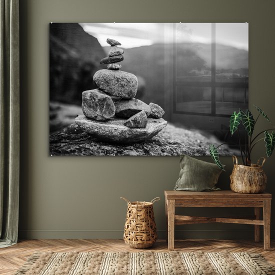 MuchoWow® Peinture sur verre 180x120 cm - Peinture sur verre - Pierres d'équilibrage en Norvège - Photo sur verre acrylique - Peintures