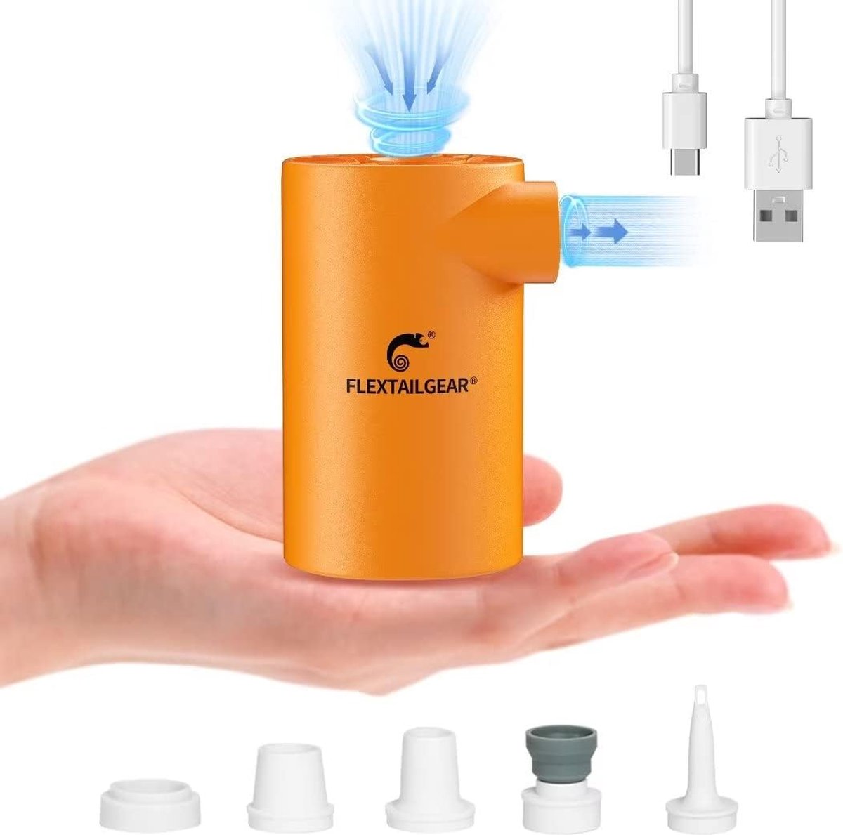 Flextail Gear luchtbed pomp Evo Pump 2023 - Elektrische luchtpomp pomp luchtbed 3800 mAh - Luchtbedpomp oplaadbaar - Oranje