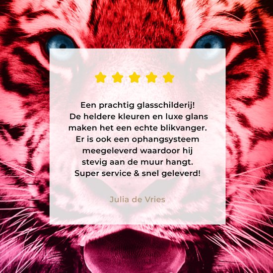 MuchoWow® Peinture sur verre 80x120 cm - Peinture sur verre acrylique - Tigre - Oranje - Rouge - Photo sur verre - Peintures