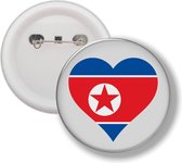 Button Met Speld - Hart Vlag Noord Korea
