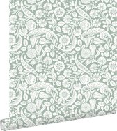 ESTAhome papier peint motif floral vert grisâtre - 139329 - 50 x 900 cm