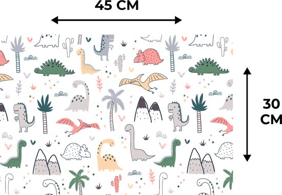 Set de table - Napperons en plastique - Motifs - Dino - Arbre - Garçon - Garçons - Enfants - Kids - 45x30 cm - 6 pièces - Résistant à la chaleur - Antidérapant - Sous-couche - Amovible