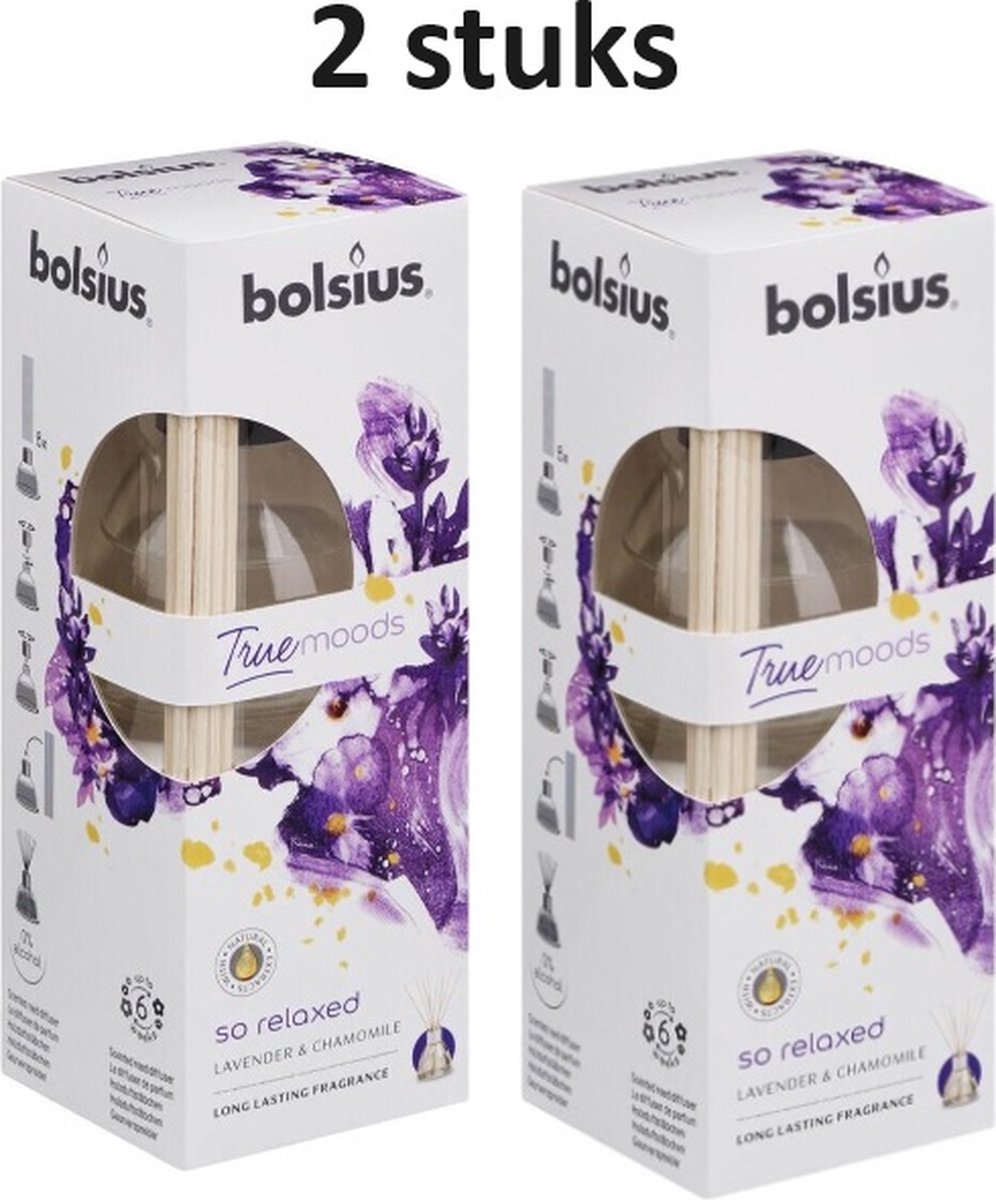 Bolsius True Moods So Relaxed Geurstokjes Lavendel & Kamille 2 x 45ml - Voordeelverpakking - Lavender & Chamomile