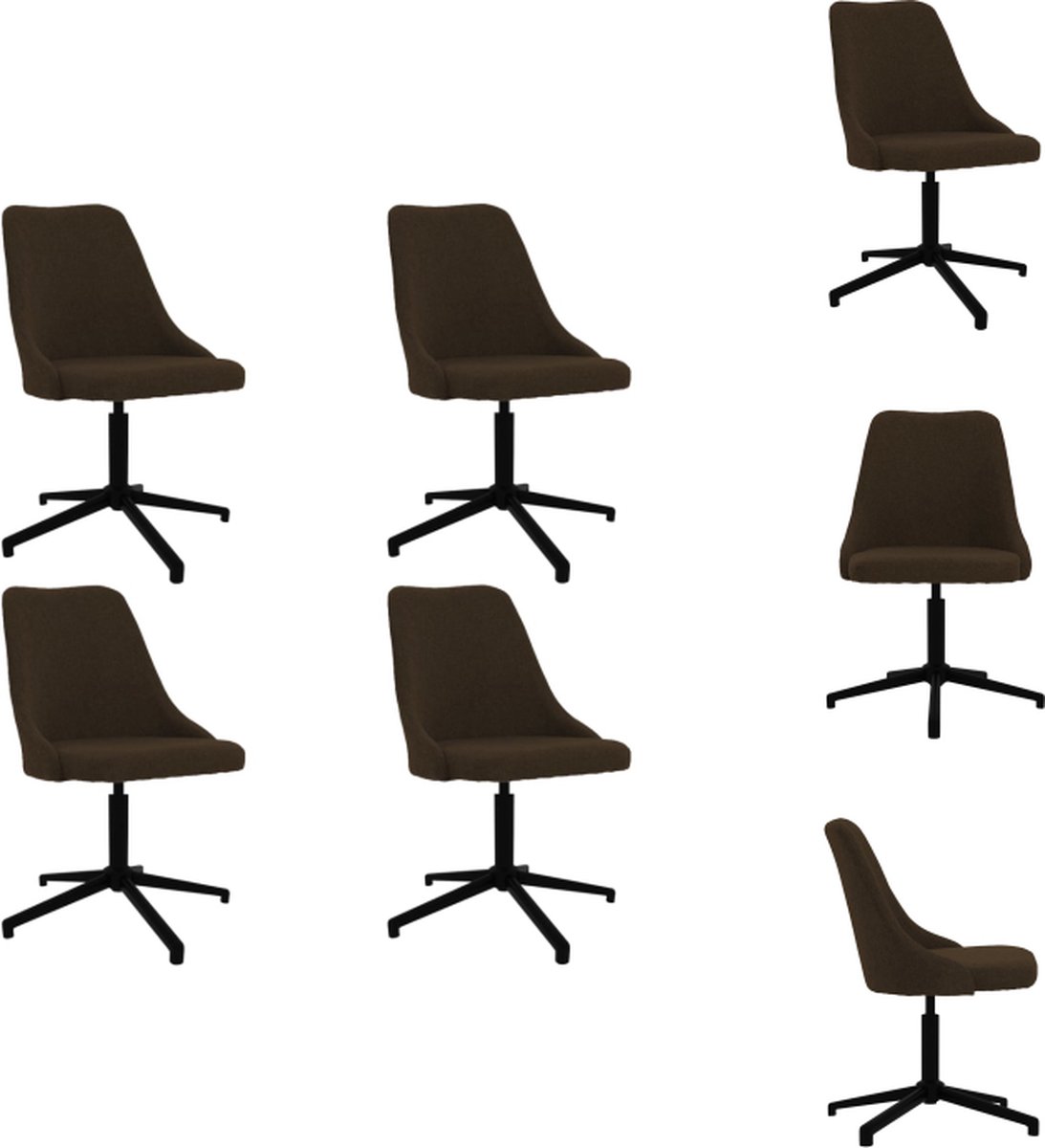 VidaXL Eetkamerstoel Donkerbruin Velvet 51 x 56 cm 360 graden draaibaar Eetkamerstoel