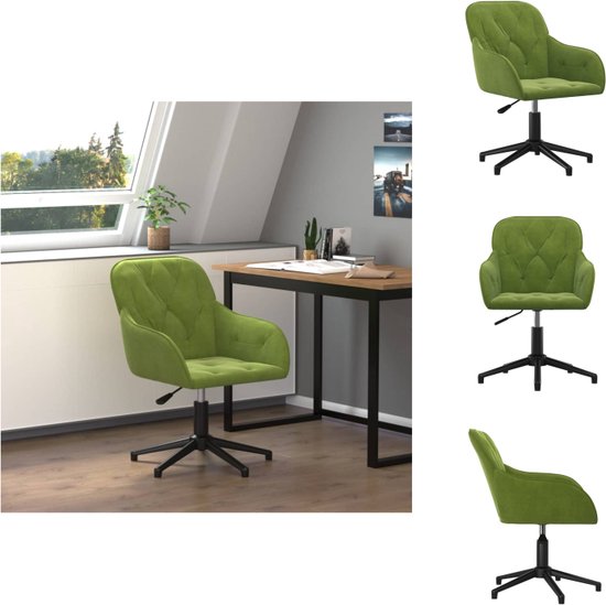 vidaXL Chaise de bureau - Velours - 56x61,5 cm - Vert clair - Chaise de bureau