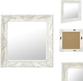 vidaXL Wandspiegel Barok - Vierkant 50x50 cm - Wit houten frame - Spiegel